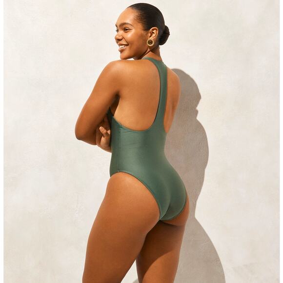 J.Crew Gail Classic Sculpt Swimsuit SZ 8 Simply Sage One-Piece Racerback Stretch - Picture 1 of 10